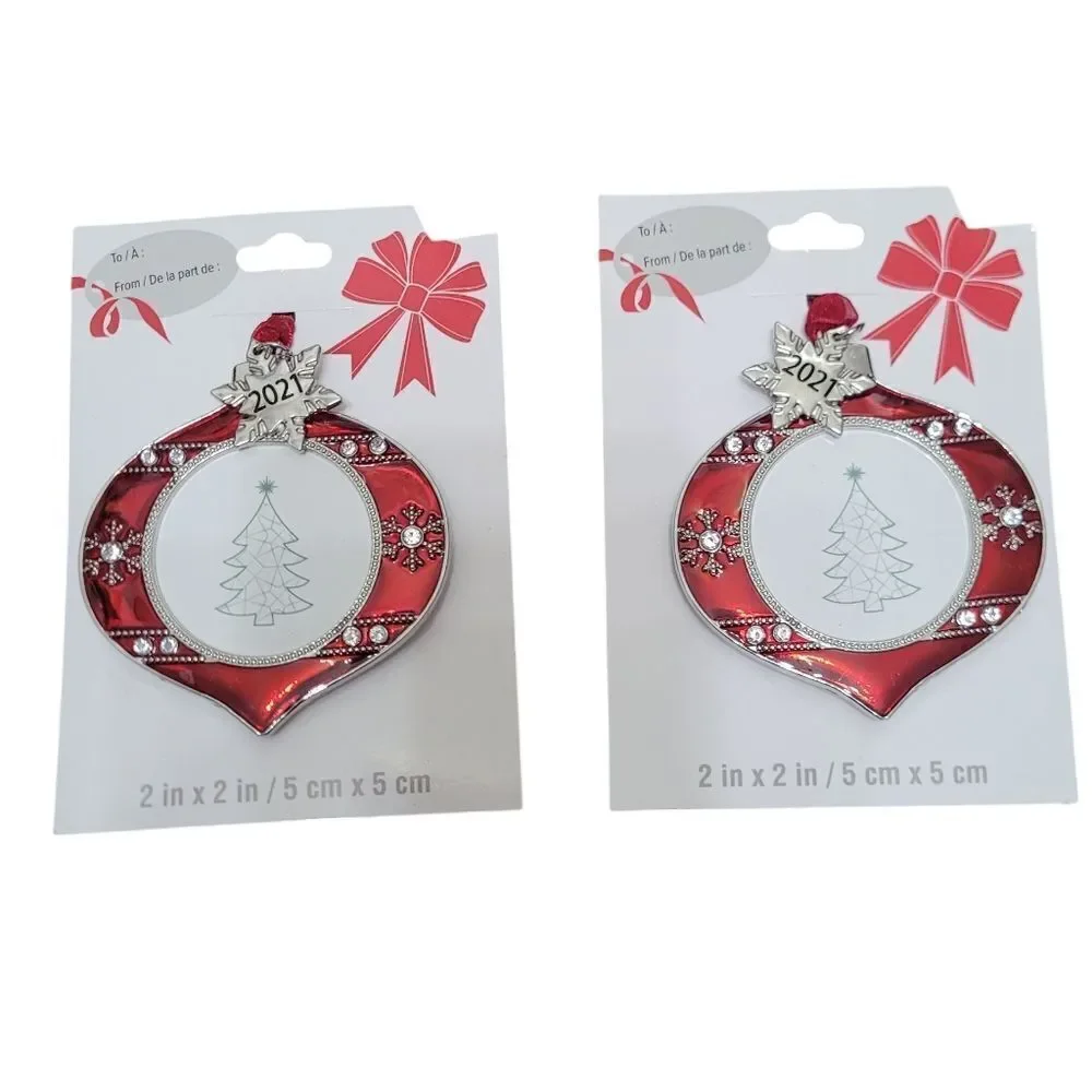 Maroon & Silver Ornament With Photo